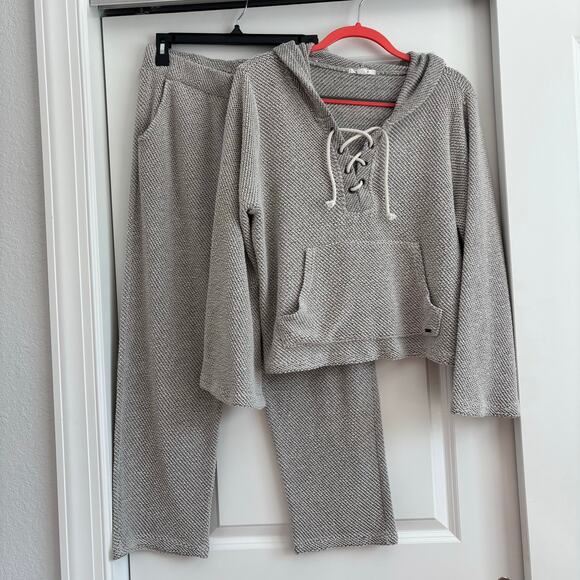 O’Neill Women’s Tanya Gray Knit Lounge Set Sz L Travel Comfy Beachy - Picture 2 of 16